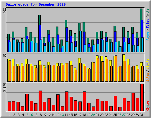 Daily usage for December 2020