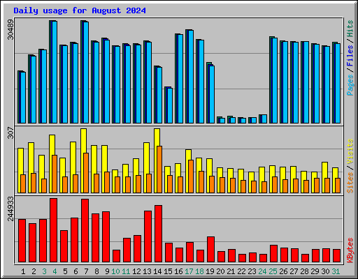 Daily usage for August 2024