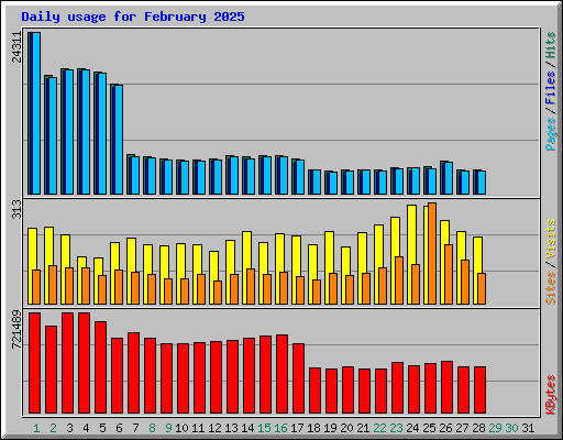 Daily usage for February 2025